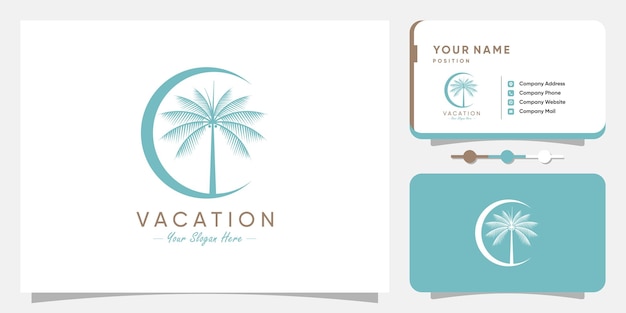 Вектор дизайна логотипа пальмы с творческой простой и уникальной концепцией