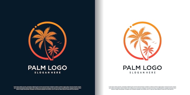 Palm logo design with creative unique concept premium vector