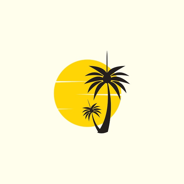 Palm logo design with sunrise unique concept