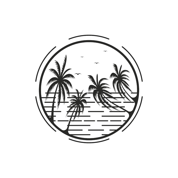 Шаблон логотипа пальмы и векторное дерево символов