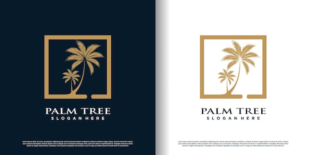 Palm-logo-ontwerp met creatieve unieke concept premium vector