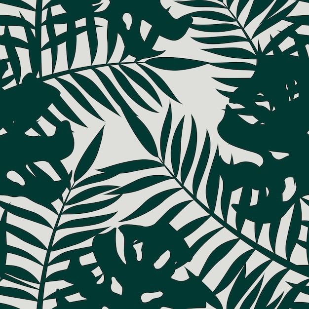 Palm and monstera leaves seamless pattern design. Tropical leaves branch and monstera summer pattern