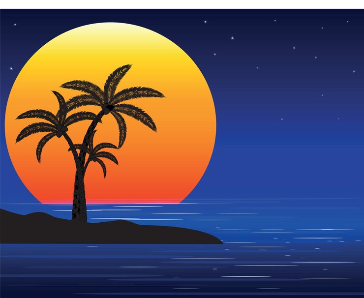 Vector palm night4