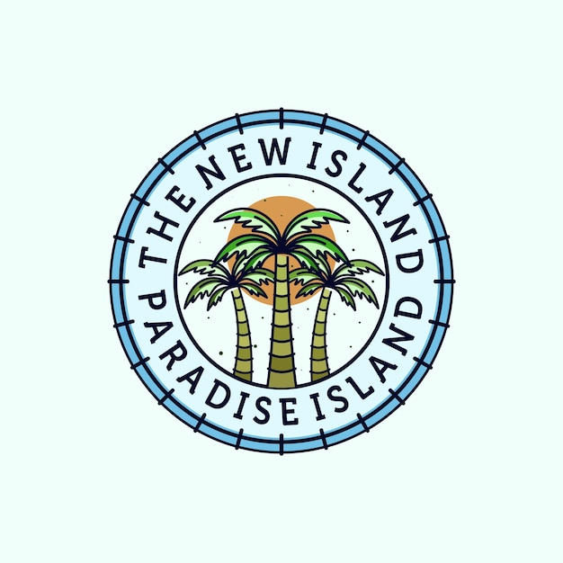 Palm of Kokosnoot Logo Vector Illustratie Ontwerp Palm of Kokosnoot Logo Sjabloonontwerp Zonsondergang In Het Eiland Logo Concept
