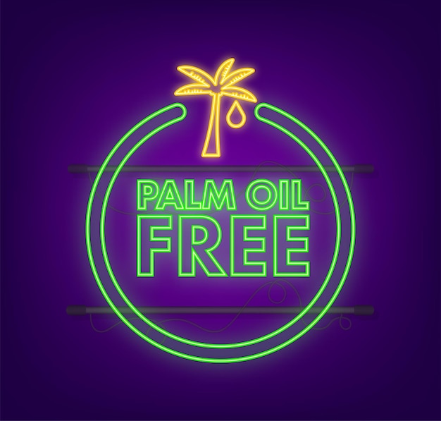 Simbolo senza olio di palma alimenti biologici senza grassi saturi icona al neon