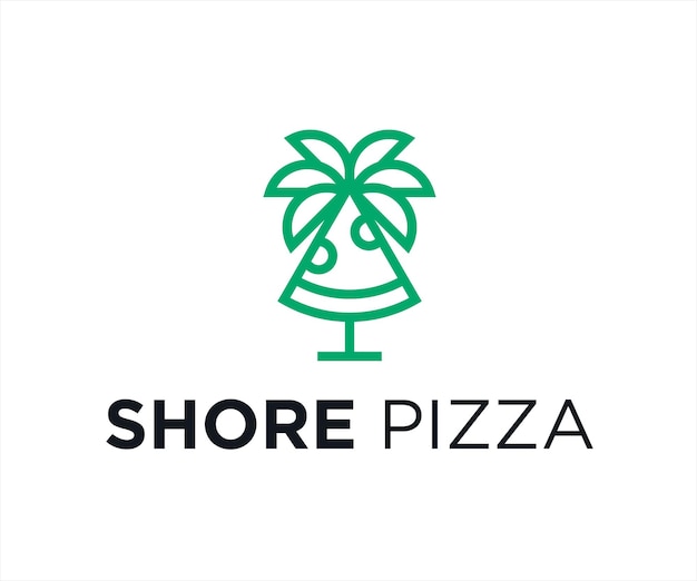 palm pizza logo design vector illustration