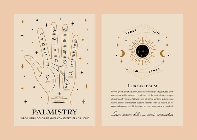 Palm Reading and Fortune Teller Illustration Card Design in Vector