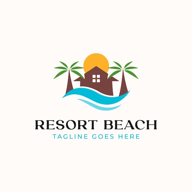 Palm Resort-logo sjabloon geïsoleerd in wit