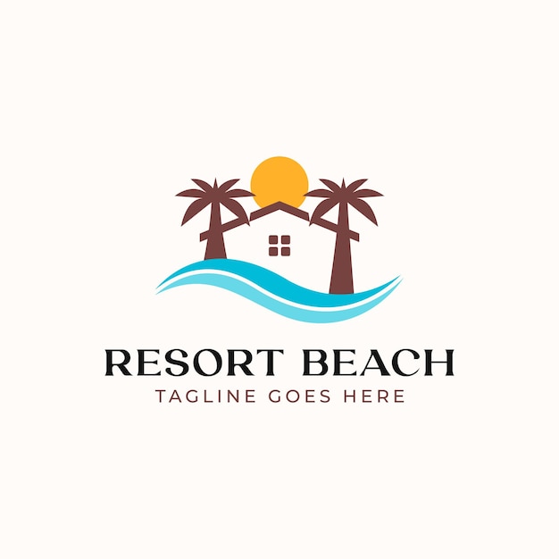 Шаблон логотипа Palm Resort, изолированные в белом