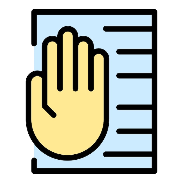 Palm scanning system icon outline vector Hand scan Biometric recognition color flat