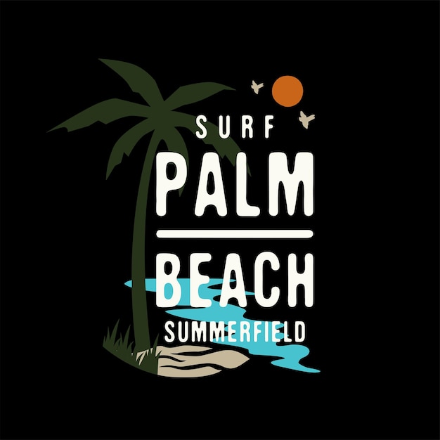 Palm strand t-shirt ontwerp vintage typografie