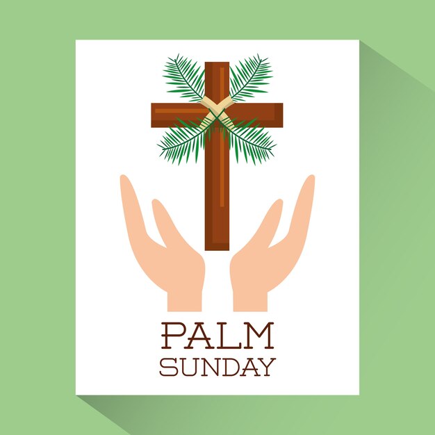 Palm sunday hands with cross religious poster