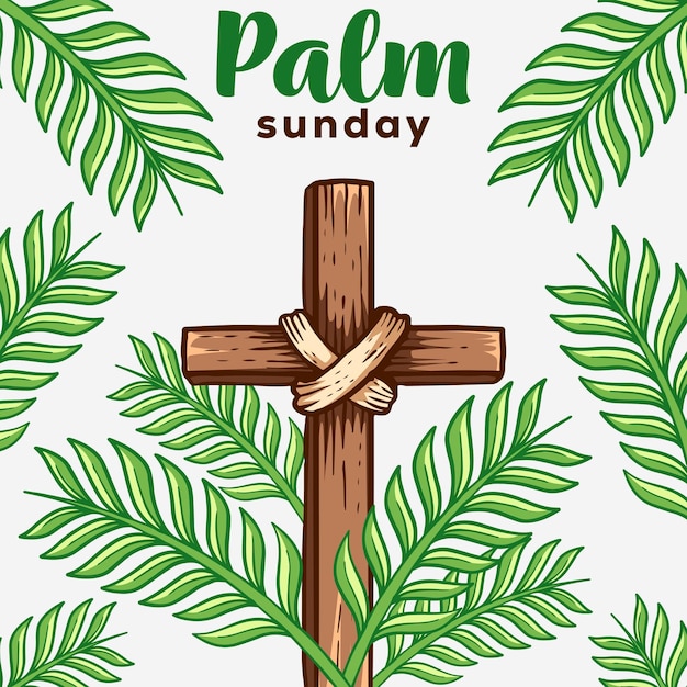 Vector palm sunday illustration in hand drawn style vector design