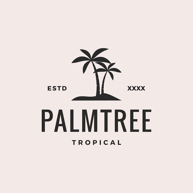 Palm tree beach logo design vector illustration