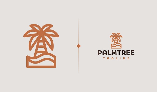 Palm tree beach monoline logo simbolo premium creativo universale modello di logo dell'icona del segno vettoriale illustrazione vettoriale