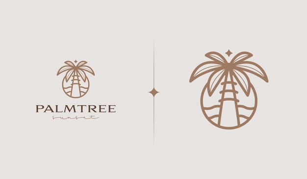 Palm Tree Beach Monoline Logo Universeel creatief premium symbool Vector teken pictogram logo sjabloon Vector illustratie