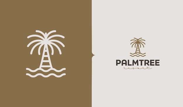 Palm Tree Beach Monoline Logo Universeel creatief premium symbool Vector teken pictogram logo sjabloon Vector illustratie
