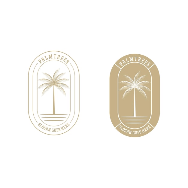 Vector palm tree beach silhouette for hotel restaurant vacation holiday travel logo design