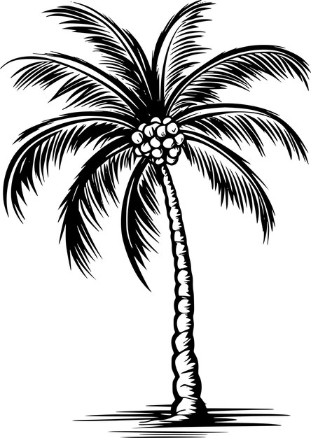 Vector palm tree black and white vector