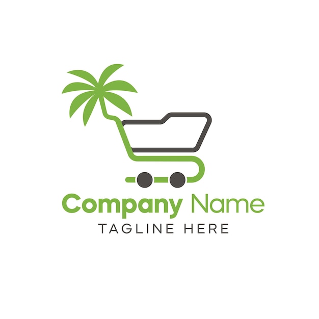 palm tree cart logo design template vector