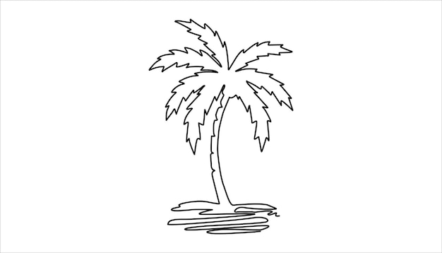 パームの木 継続的な一線描画のイラスト