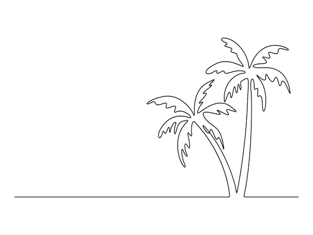 パームの木の連続的な1行描画ベクトルイラスト