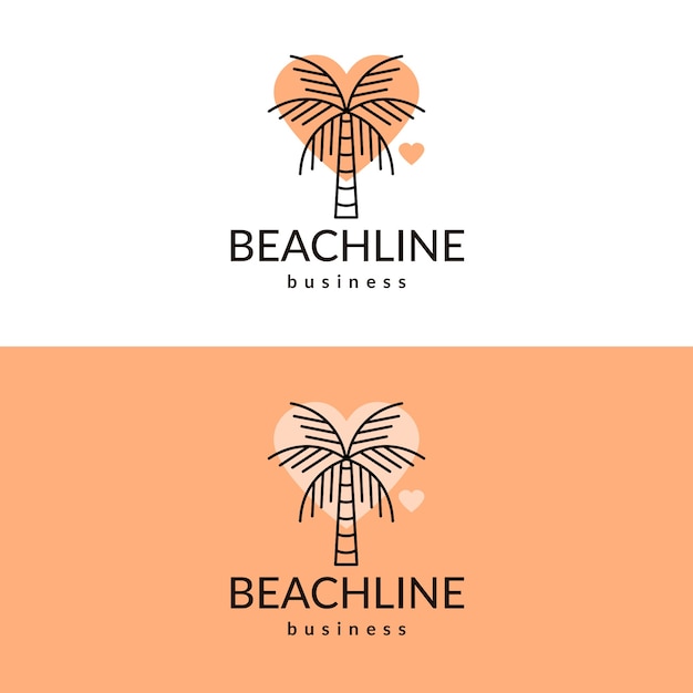 Дизайн логотипа сердце пальмы