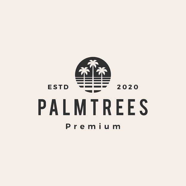 Palm tree hipster vintage logo icon illustration
