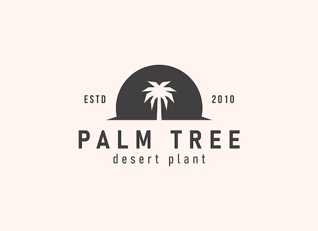 Palm tree hipster vintage logo vector icon illustration