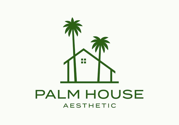 Vector palm tree house logo icon vector design illustration