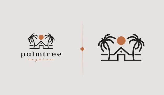 Palm Tree House Logo Template Universal creative premium symbol Vector illustration Creative Minimal design template Symbol for Corporate Business Identity