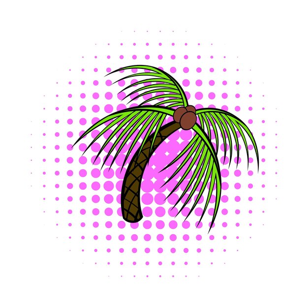 Vector palm tree icon in popart style for any design