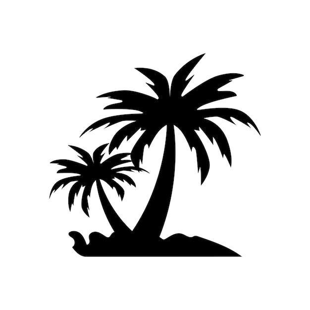 Vector palm tree icon silhouette design template isolated