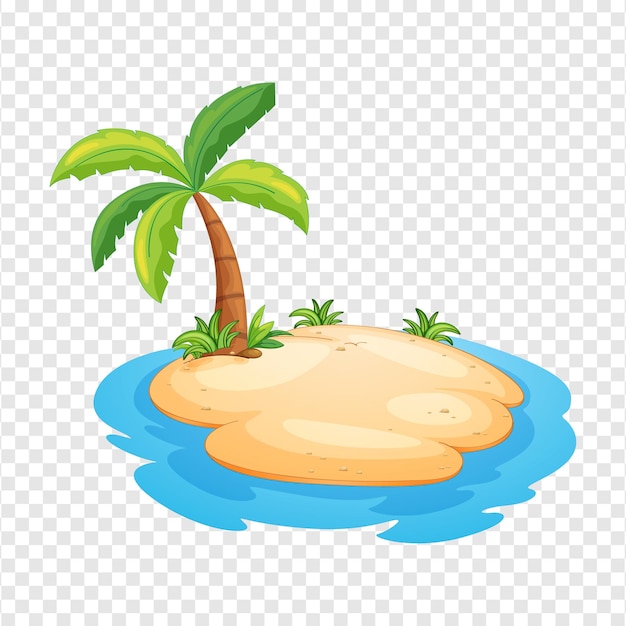 Palm tree on an island cartoon illustration