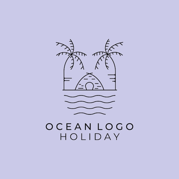 Palm tree line art logo minimalist vector symbol illustration design