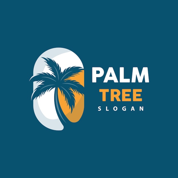 Palm tree logo beach vector summer design silhouette symbol illustration