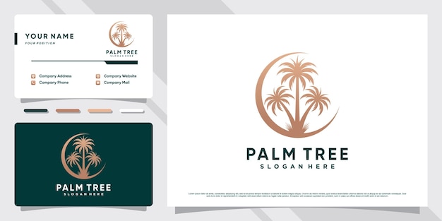 Palm tree logo design illustration with creative element concept and business card template