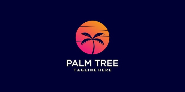 Palm tree logo design Premium Vector