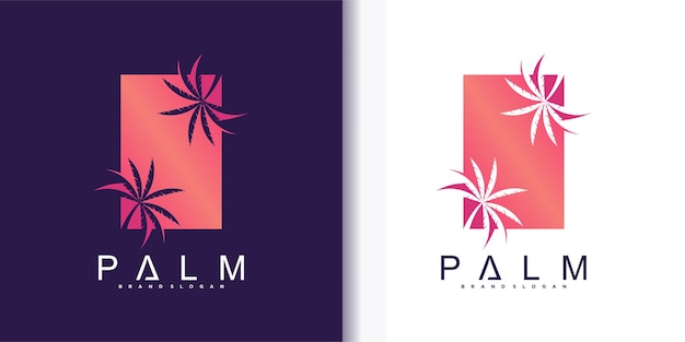 Palm tree logo design template with luxury colour style Premium Vector