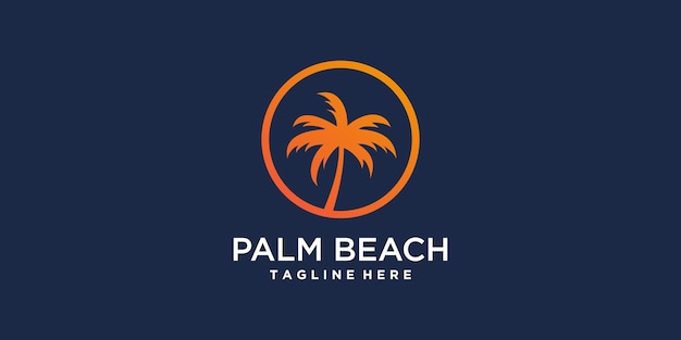 Palm tree logo design with creative concept premium vector