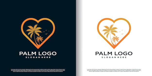 Design del logo della palma con vettore premium di concetto di stile creativo e unico