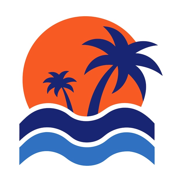 palm tree logo element Palm tree icon of summer and travel logo vector illustration