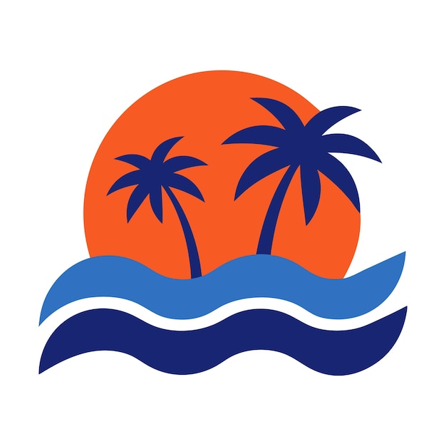 palm tree logo element Palm tree icon of summer and travel logo vector illustration