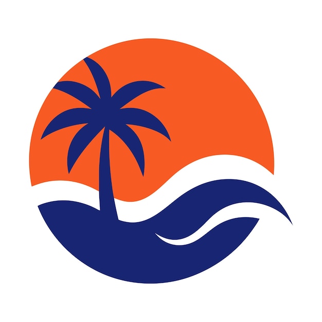 palm tree logo element Palm tree icon of summer and travel logo vector illustration