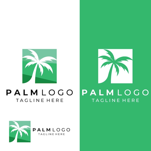 Palm tree logo palm with waves and sun Using Illustrator template design editing