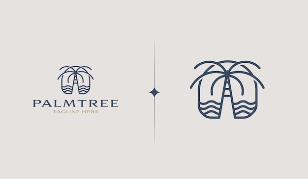 Palm Tree Monoline 범용 크리에이티브 프리미엄 기호 벡터 기호 아이콘 로고 템플릿 벡터 그림