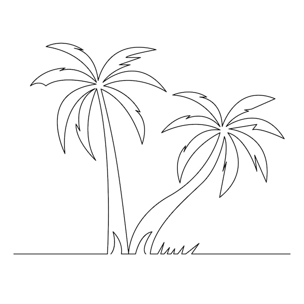 パームの木 一行連続ラインアート イラスト ベクトルデザイン