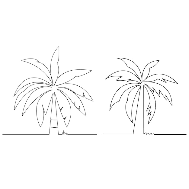 パームの木 一行連続ラインアート イラスト ベクトルデザイン