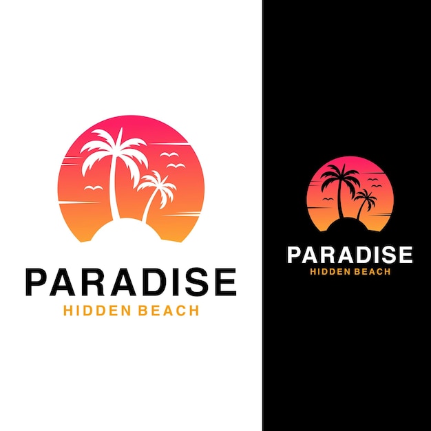 Palm tree paradise vector template. summer beach theme graphic illustrations.