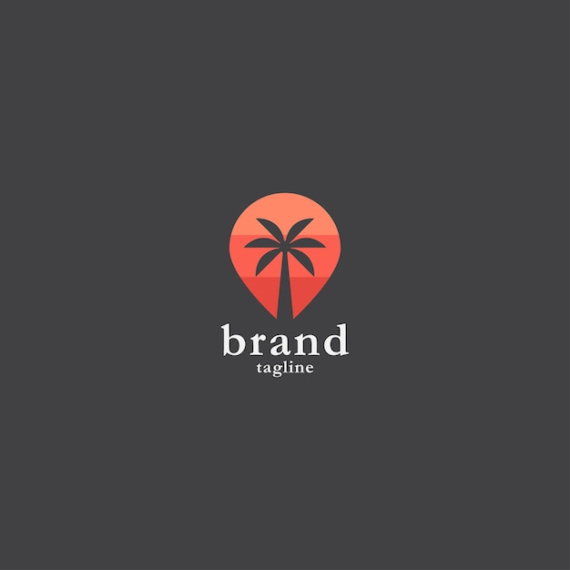 Palm tree point logo ontwerpsjabloon kaart locatie pin vector